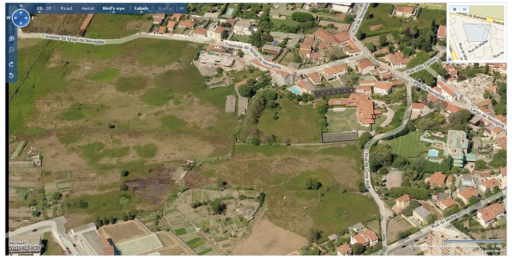 Mapa de Antigos terrenos agrícolas em Aldoar e Nevogilde