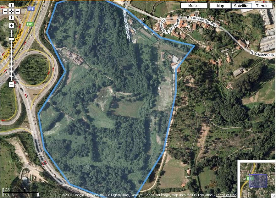 Mapa de Área adjacente ao Parque Biológico de Gaia