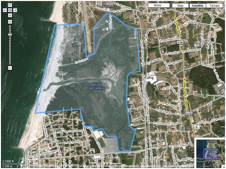 Mapa de Barrinha de Esmoriz e Lagoa de Paramos