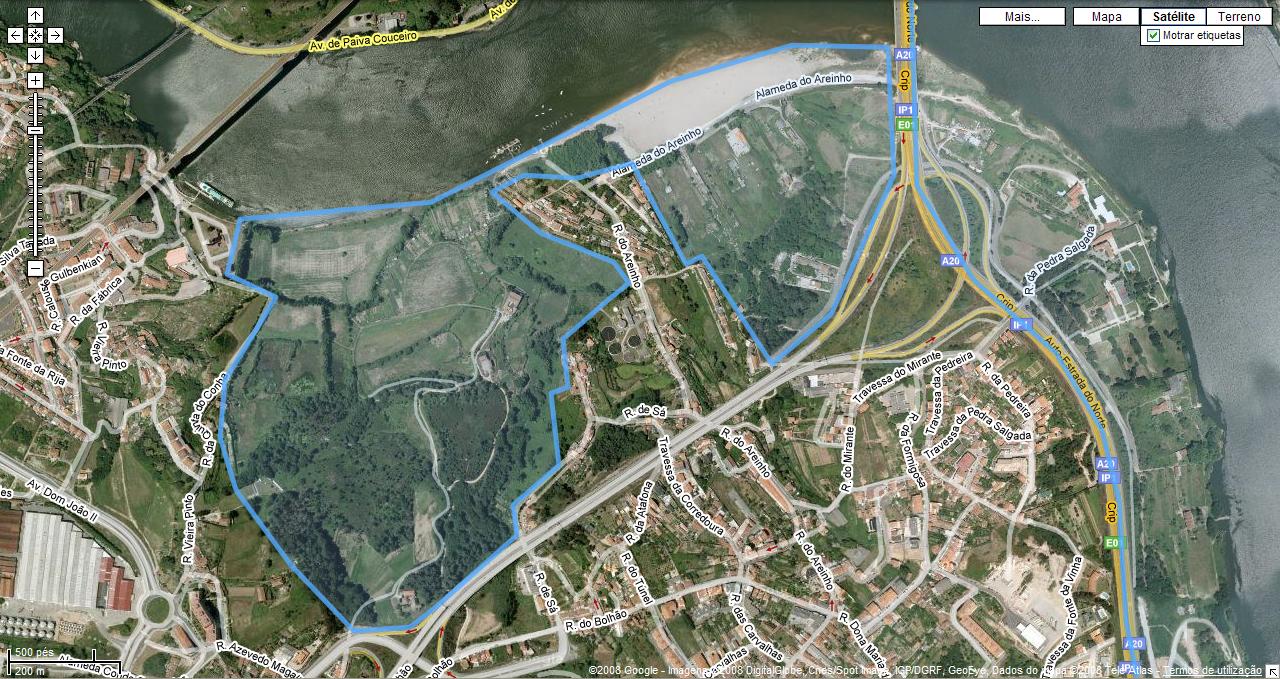 Mapa de Margem do rio Douro entre a ponte D. Maria Pia e a Ponte do Freixo