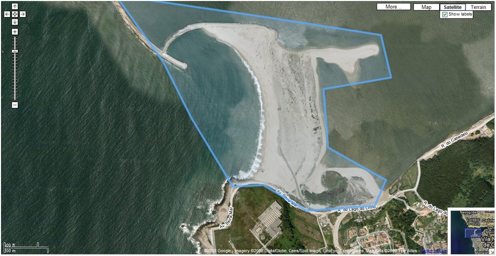 Mapa de Reserva Natural Local do Estuário do Douro - Cabedelo