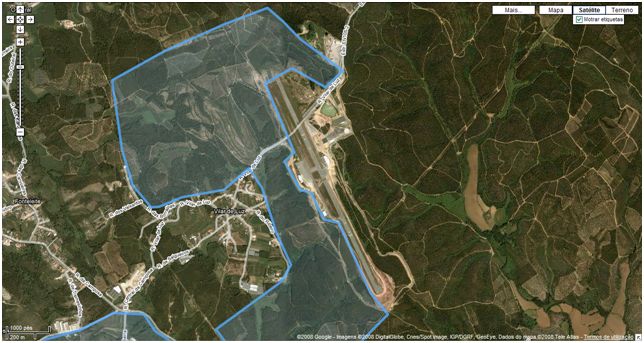 Mapa de Terrenos florestais junto ao Aeródromo Municipal de Vilar da Luz